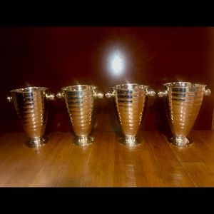 Set Of 4x Silver Plated Decorative Champagne Buckets/Vases With Handles